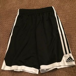 Adidas boys shorts, size 8, black w/stripes